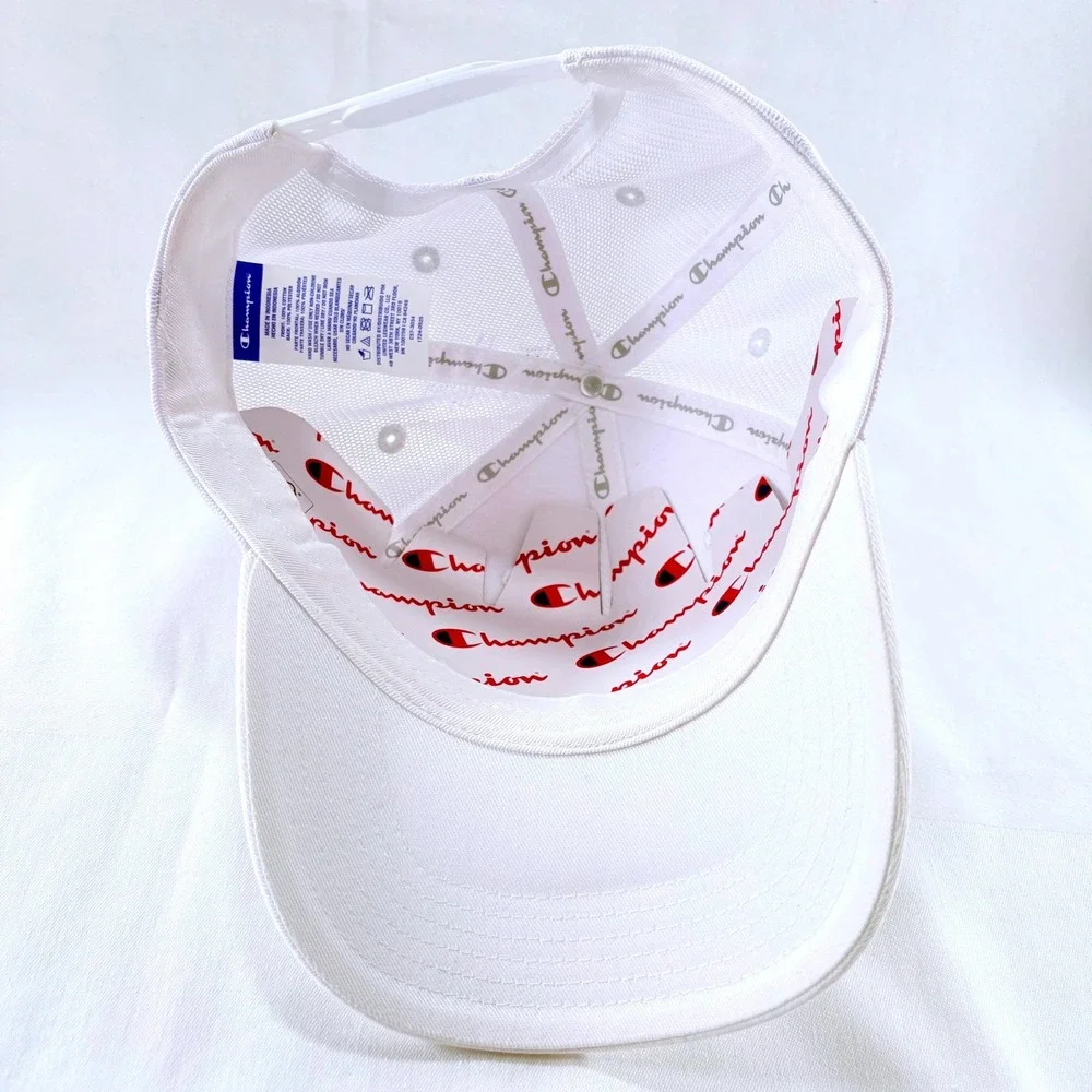 Champion White Embroidered Big C Logo Mesh Snapback Trucker Hat Cap NWT